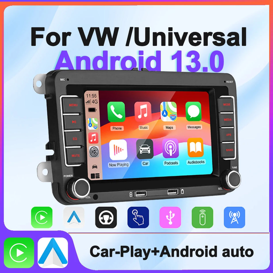 Автомобилно радио Volkswagen с CarPlay и Android Auto, 7-инчов Double Din