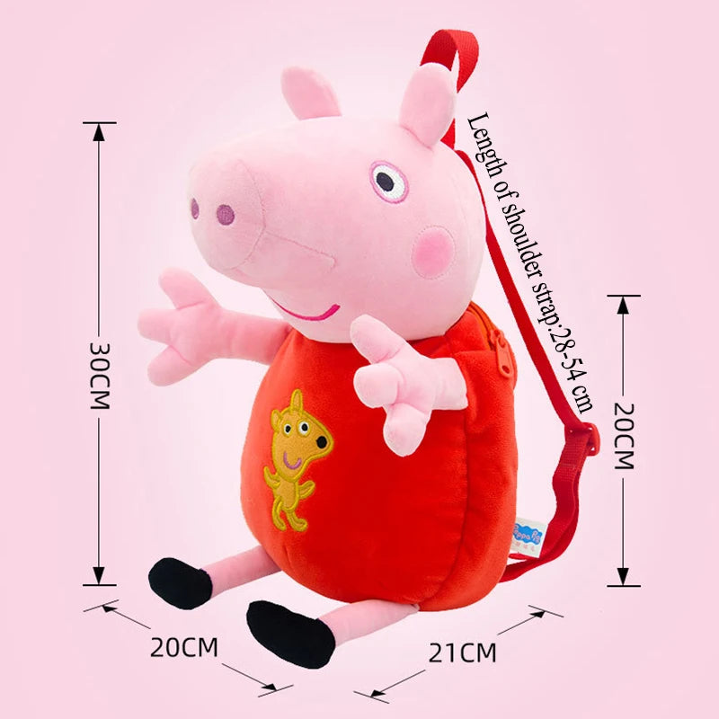 🟠 Peppa Pig 3D Model Backpack Stereoscopic Anime Plush Backpack Boys Girl Soft Plush Toy Bag Children's Birthday Gifts