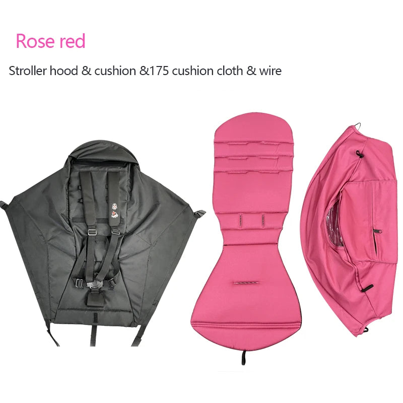 3-Piece Stroller Accessory Set: Canopy Cover &amp; Cushion for Babyyoya rose