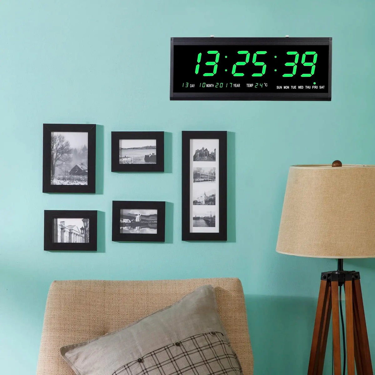 Aluminum Alloy Glass Wall Clock &ndash; Multi-Function LED Display