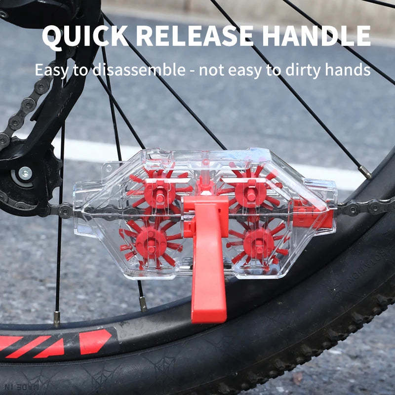 Transparent Visual Immersion Bicycle Chain Cleaner, ABS Tool for Road Bikes