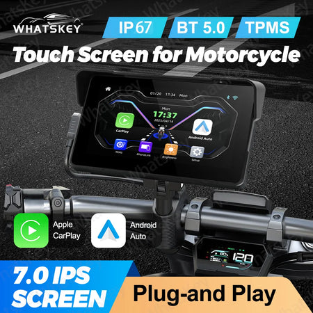 Peocke 7 Inch Motorcycle Carplay Display &ndash; Wireless GPS Navigation with IPX7 Waterproof Design