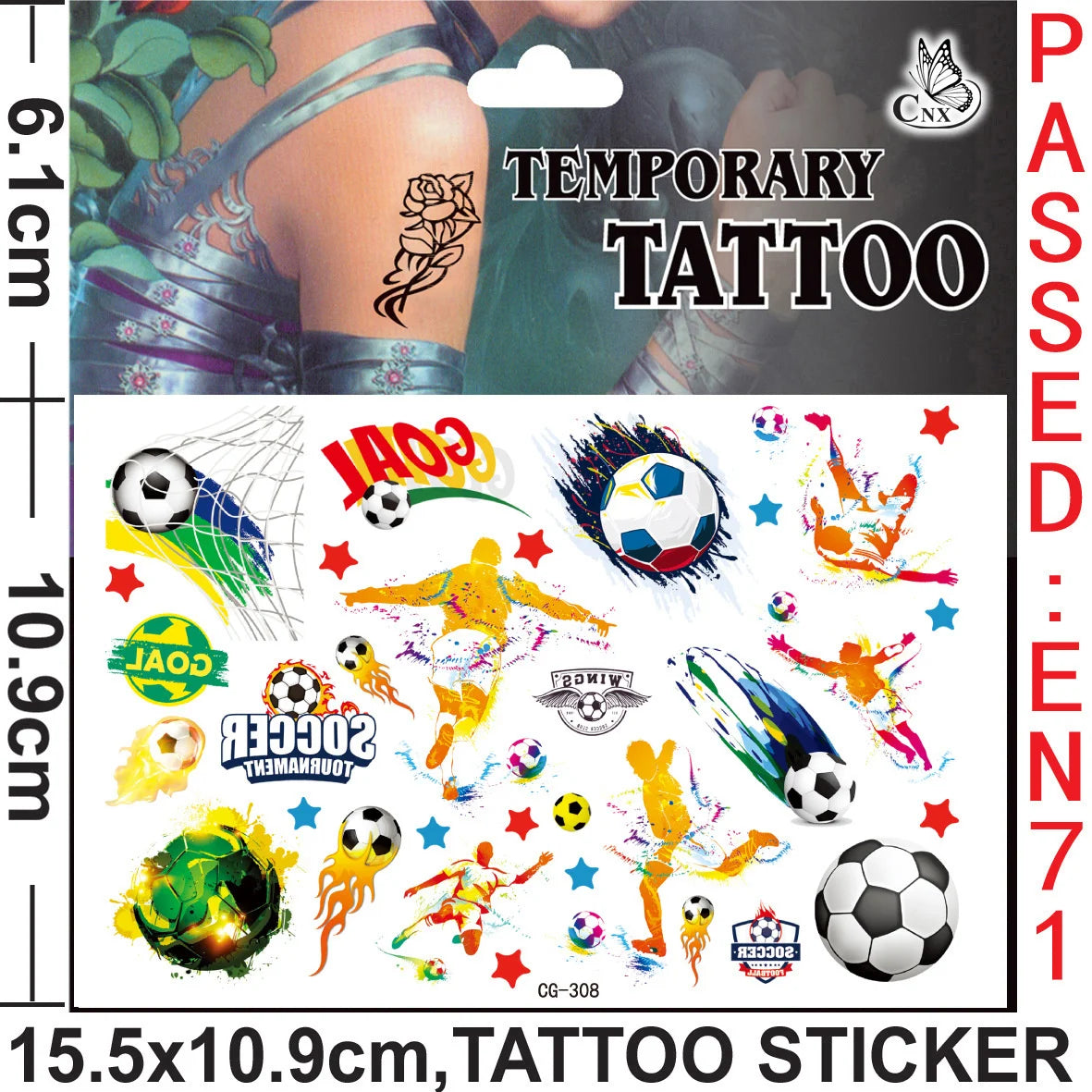 Football Tattoo Stickers - Waterproof Designs for All Ages Tattoo stickers-1pc 3