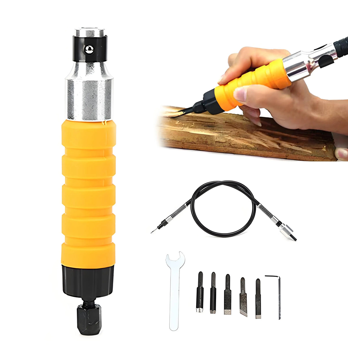 Flexible Shaft Grinder Attachment - 10X Faster Carving
