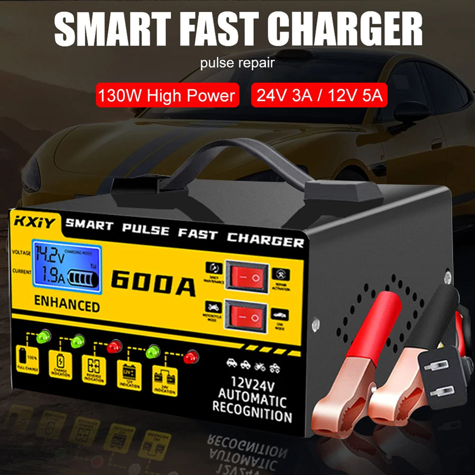 130W Automotive Battery Charger with Intelligent Pulse Repair, 12V 24V