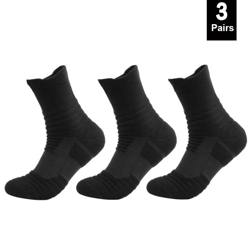 Men's Anti-slip Sports Socks 3pairs-long-black / EU 39-45(Normal)