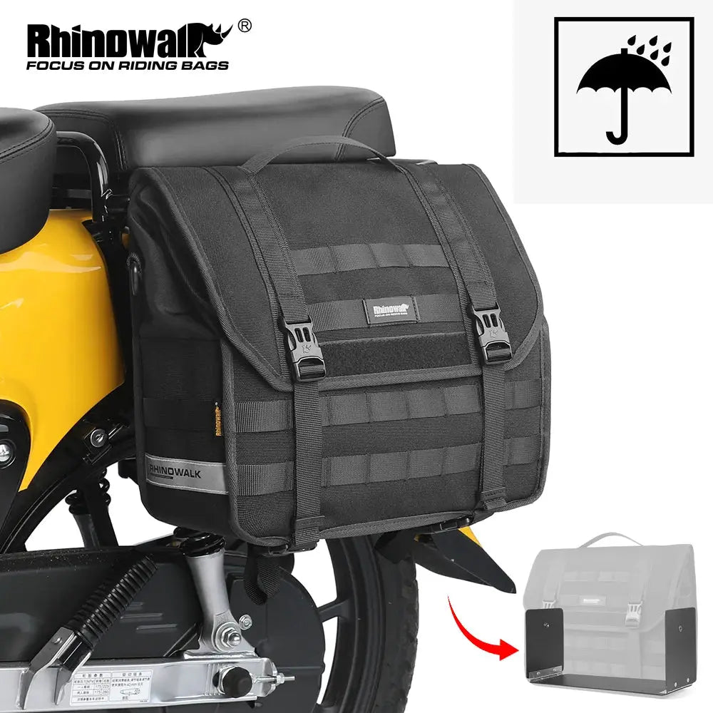 Rhinowalk Motorcycle Side Bag 13L Rainproof Quick Release Motor Saddle Bag With Inner Support Board Tail Rack Storage Luggage by InterCyprus Trading Ltd