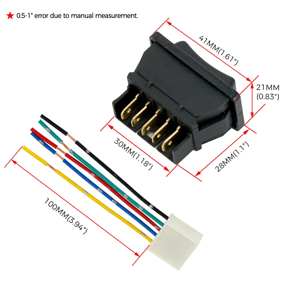 Mavi ve Kırmızı Işık ile 5 Pin DC 12V Güç Penceresi Anahtarı, PP ve Metalden Üretilmiştir