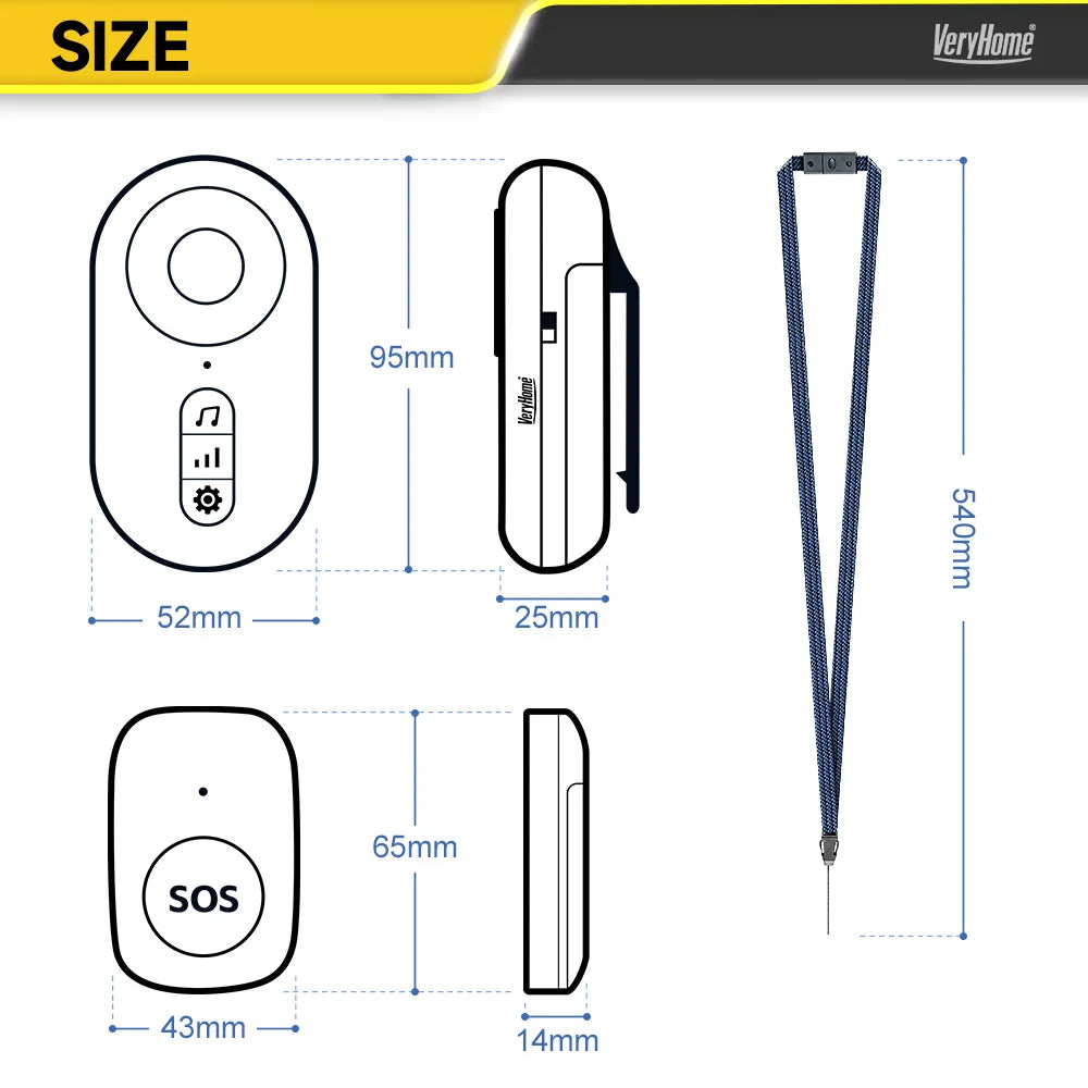 Q26 Wireless Elderly SOS Call Button - Vibration Alert