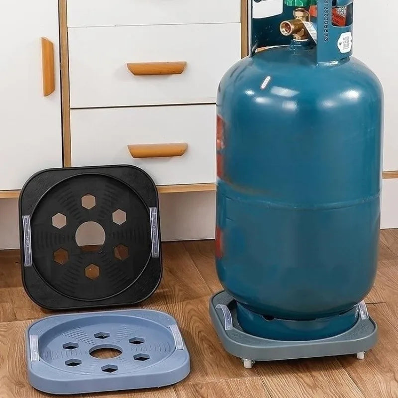 Пластмасова здрава мобилна основа с колела за бутилки с вода и газ, тенджери