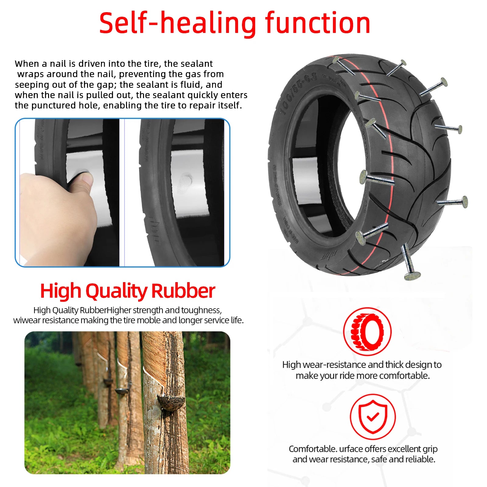 ULIP 11 Inch Self-Healing Tubeless Tire for Electric Scooters