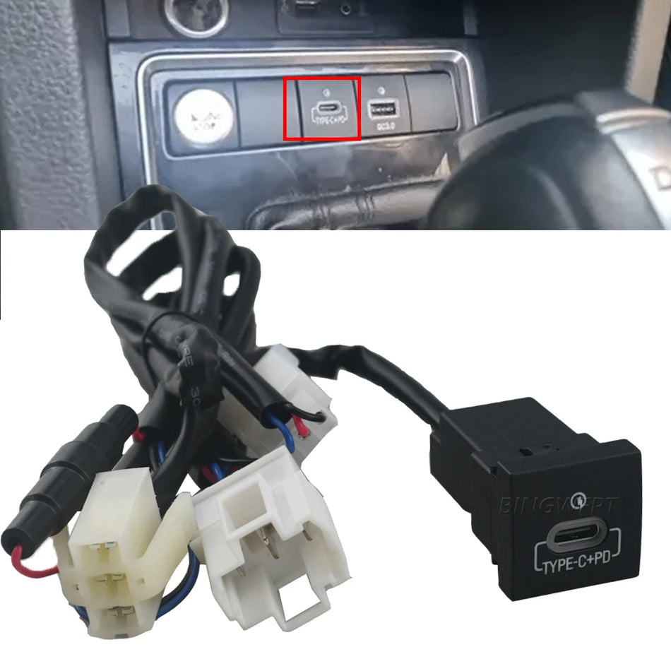 Carregador USB para carro PD QC3.0 para Volkswagen Golf 6, Jetta 5 MK5 Scirocco 2006-2012