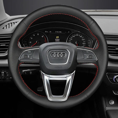 Audi A4 Allroad Q3 Q5 Steering Wheel Cover &ndash; Hand-Stitched Red Thread