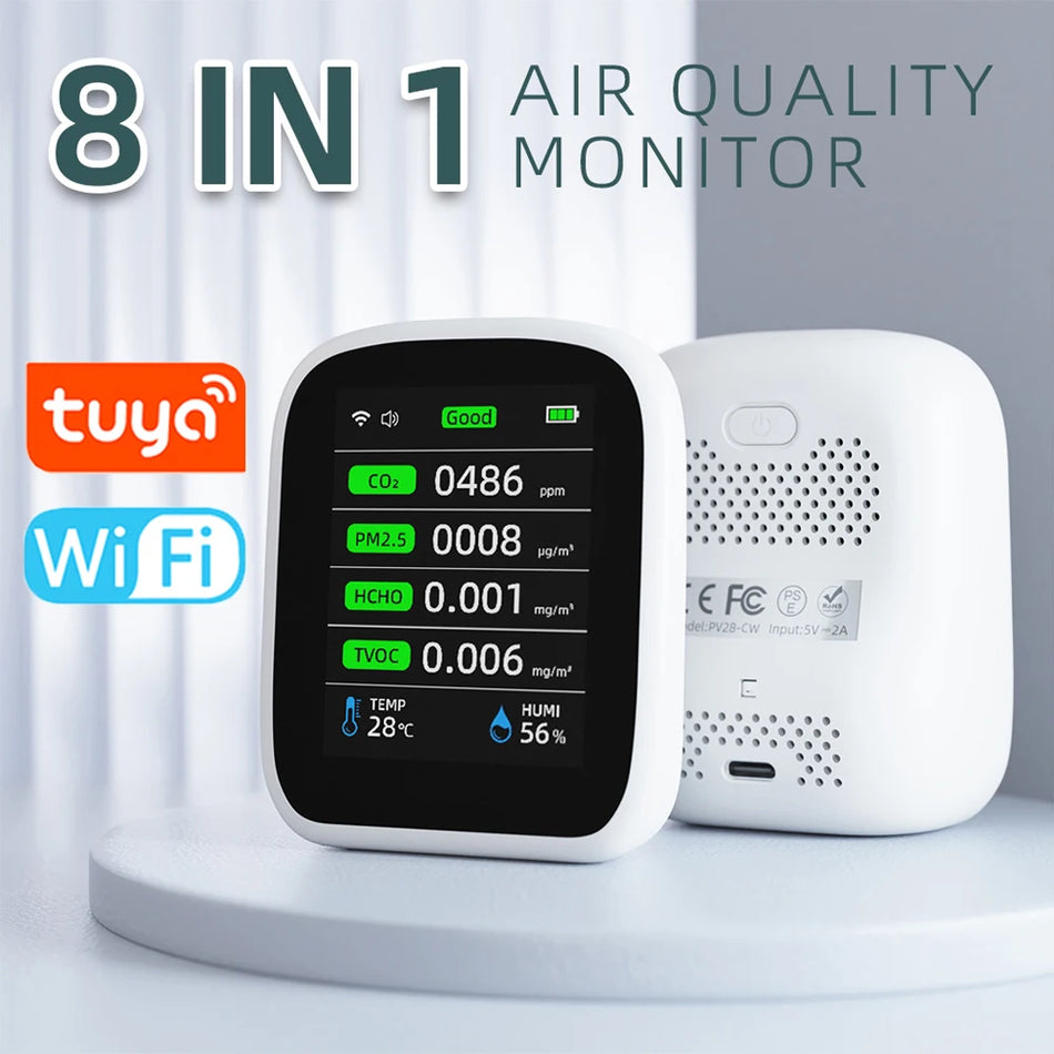 Tuya WiFi 8 In 1 Air Quality Monitor CO2 HCHO TVOC PM25