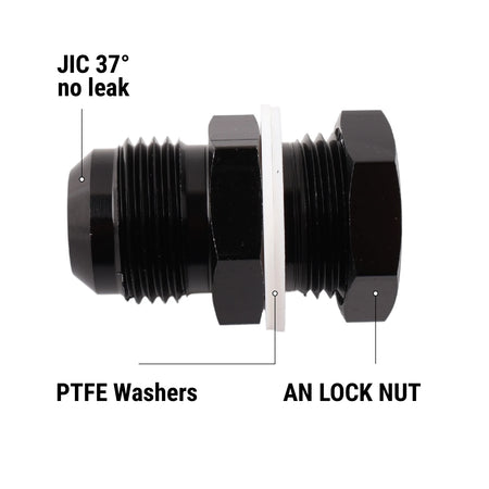 PIKBUK AN6 AN8 AN10 AN12 Fuel Cell Bulkhead Fitting Accessories Fuel Cell Bulkhead Adapter Fitting Black by InterCyprus Trading Ltd