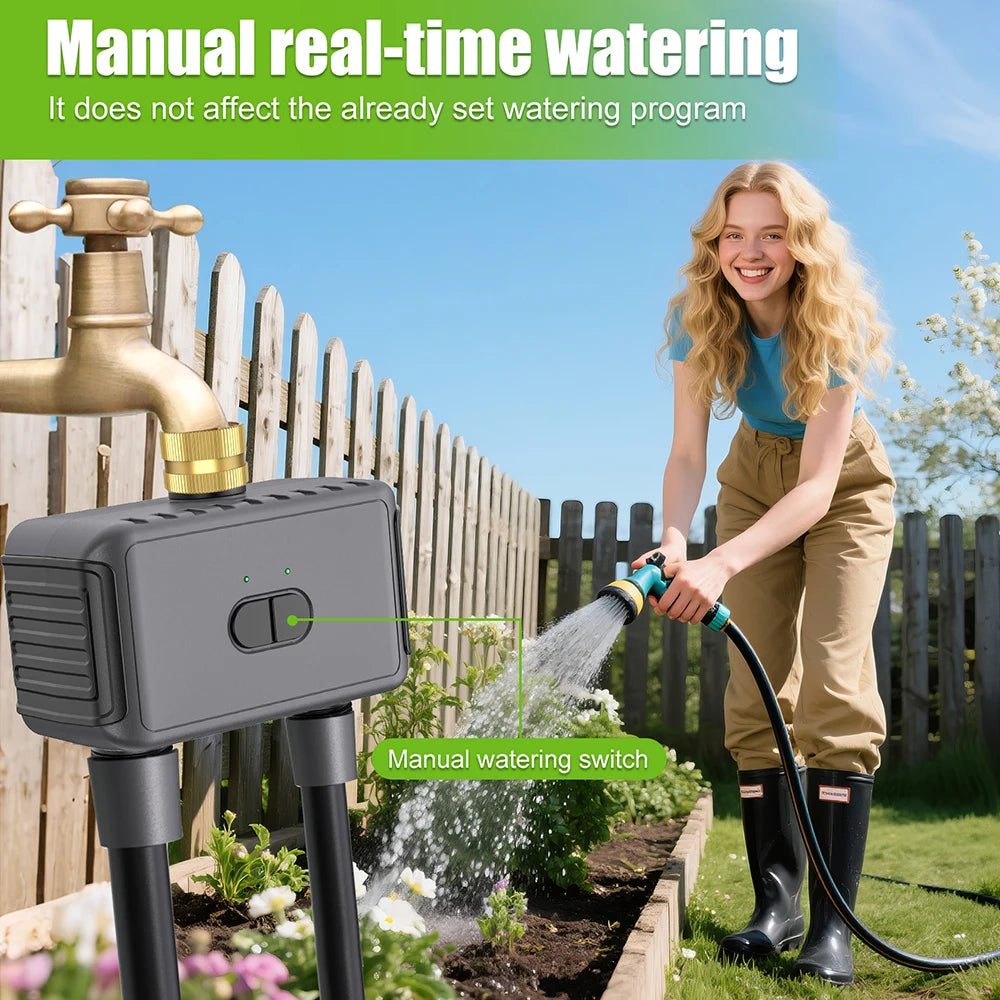 2 Outlets WiFi Tuya Watering Timer &ndash; Smart Life Rain Delay