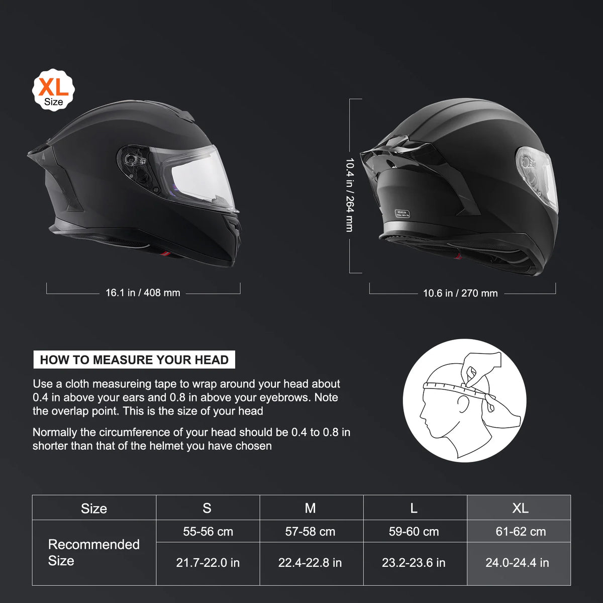 SucceBuy Motorcycle Helmet &ndash; Full Face Helmet Bluetooth XL / spain