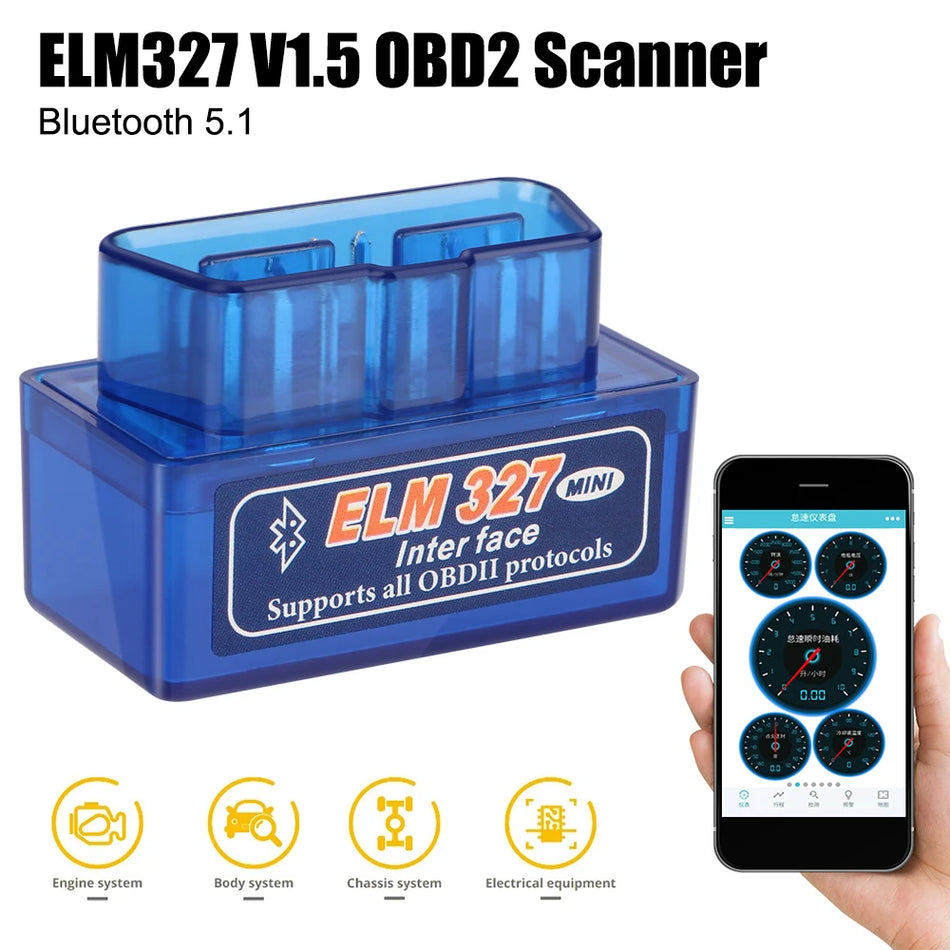 Scanner OBD2 Bluetooth ELM327 a Doppia Modalità per Diagnostica Auto iOS Android