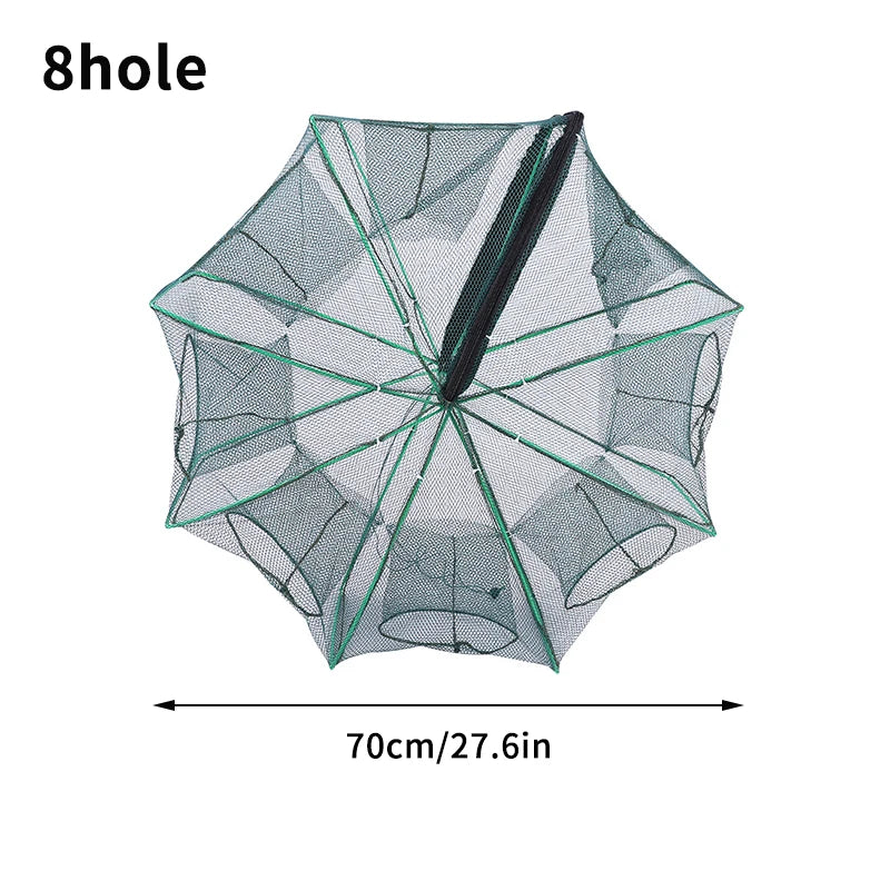 Foldable Fish &amp; Crab Trap: 6 &amp; 8-Hole Automatic Crayfish Catcher 8hole 70cm / as show
