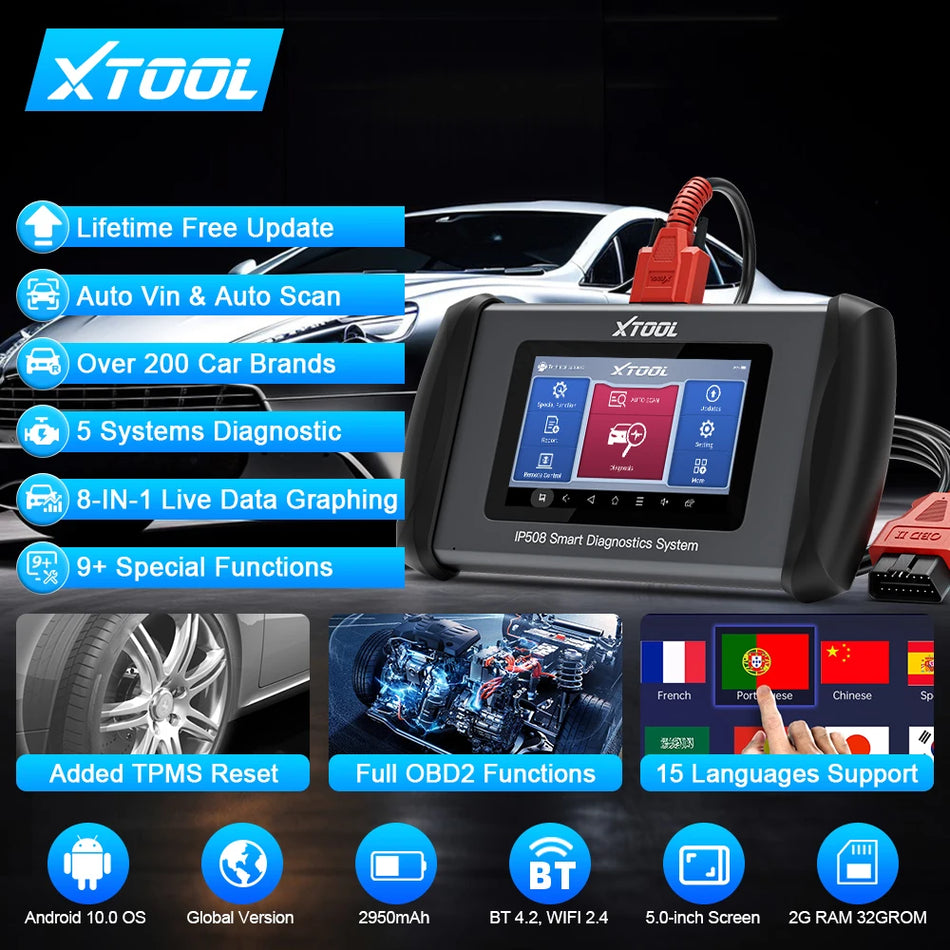 XTOOL IP508 OBD2-Scanner mit ABS/EPB/Öl-Rücksetzung für alle Autos, lebenslange Updates