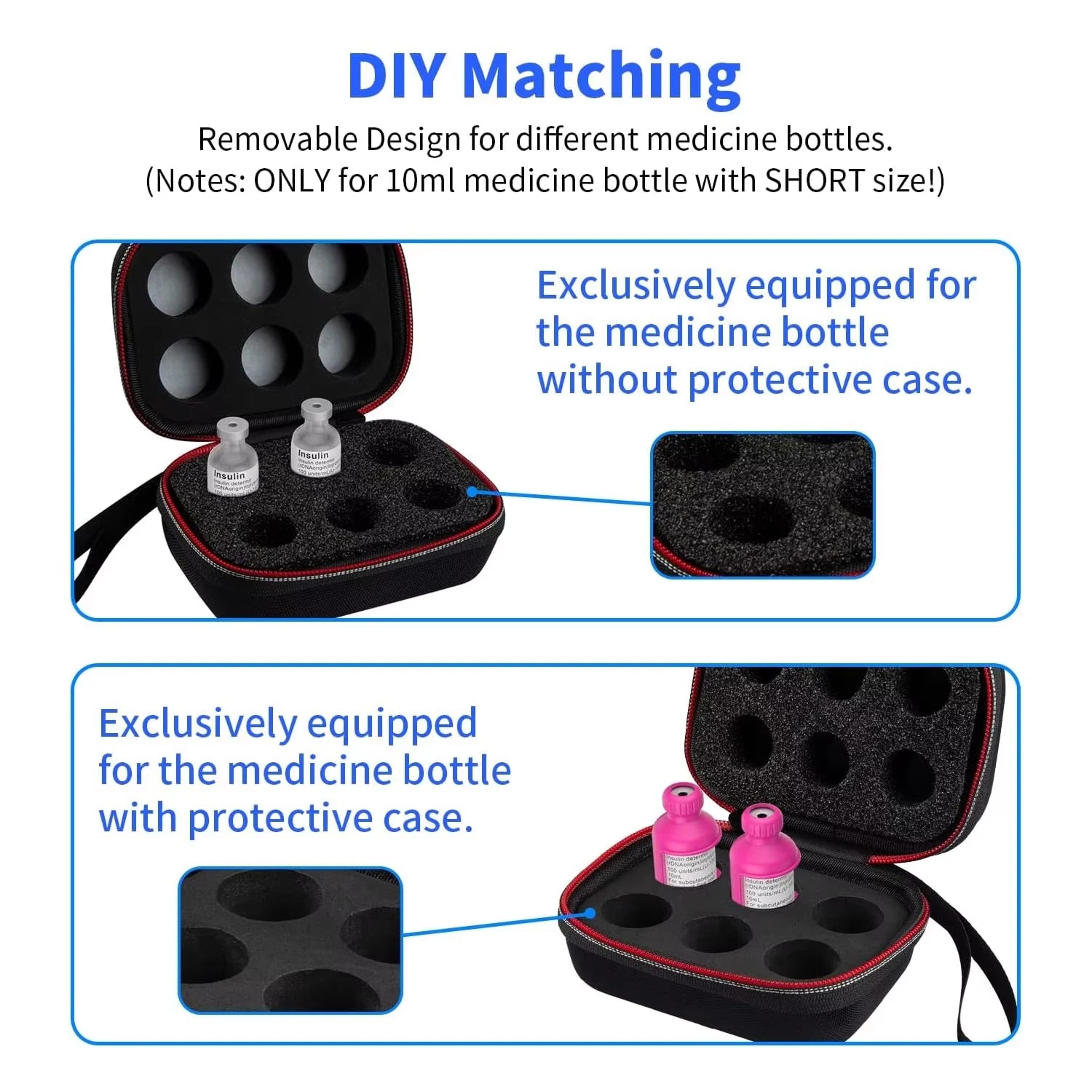 Insulin Fridge Case &ndash; 6 Slot Removable Foam Organizer