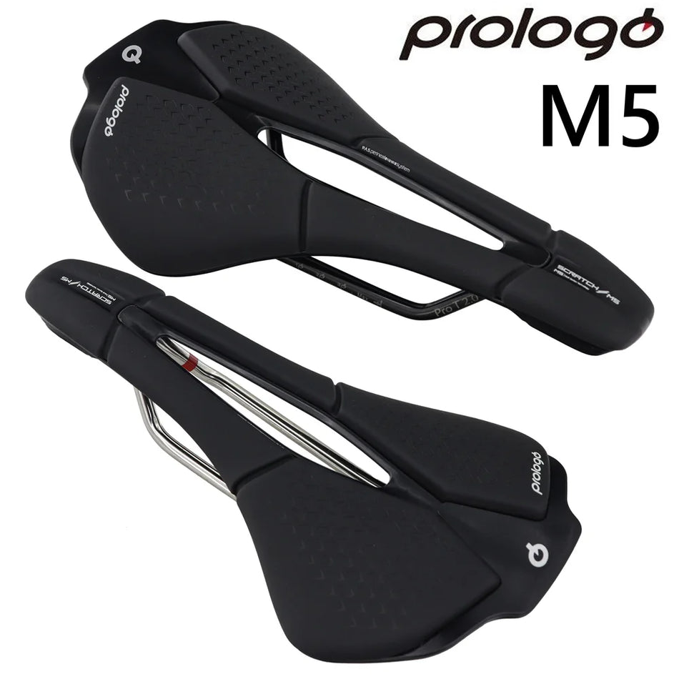 Prologo Scratch M5 Road Bike Saddle with Leather Shell, Lightweight Ergonomic for Road Cyclists