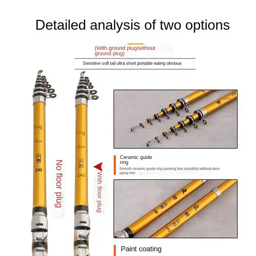 Portable Carbon Fiber Telescopic Fishing Rod - 1.5M to 3.0M