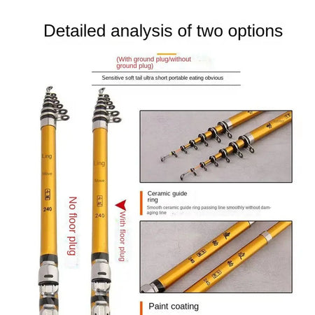 Portable Carbon Fiber Telescopic Fishing Rod - 1.5M to 3.0M