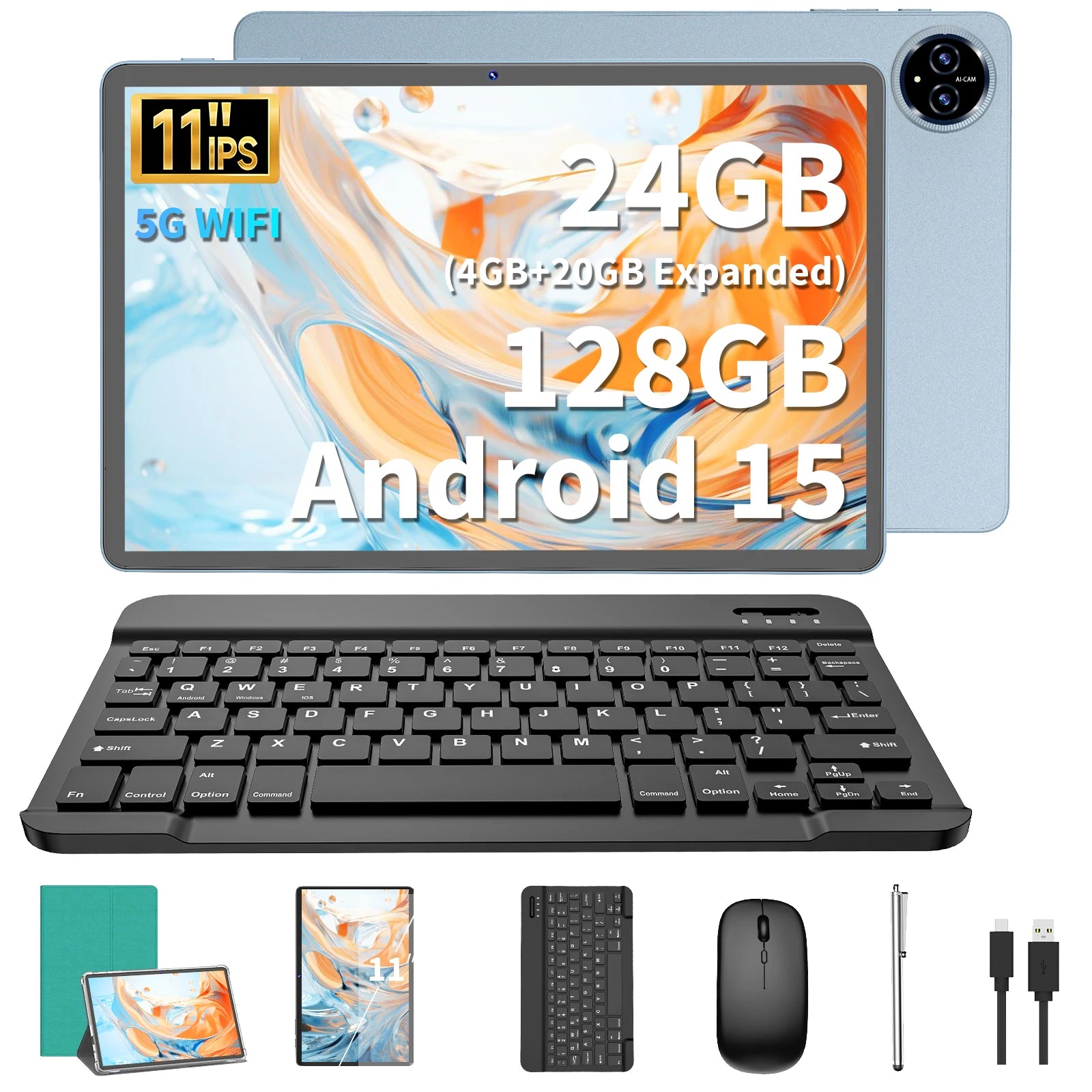 Relndoo 11 Inch Android 15 Tablet &ndash; Ultra High RAM Storage Keyboard style 2 / CHINA