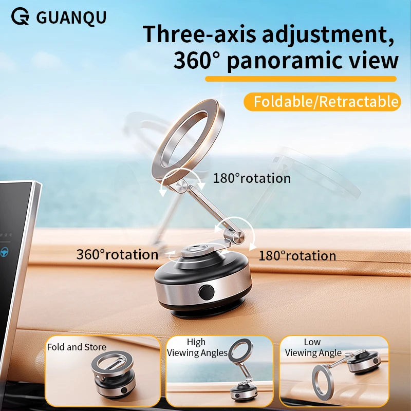 CrownQu Car Electric Vacuum Phone Mount &ndash; 360 Degree Rotation with Strong Magnetic Suction