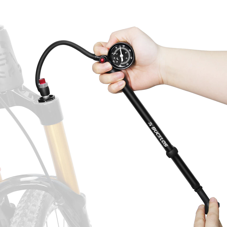 Bucklos MTB Přední Vidlicová Pumpa Přenosná Hliníková 300Psi Jedním Kliknutím Vypustit