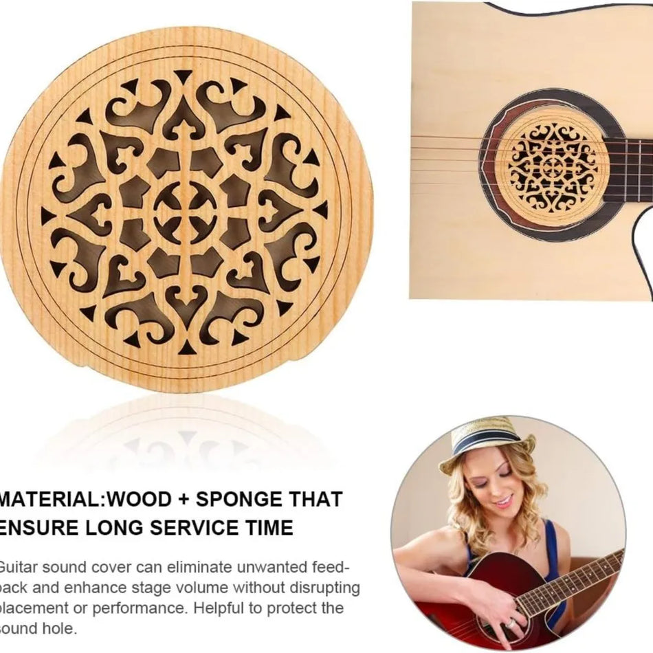 Wooden Soundhole Cover for Acoustic Classical Guitar