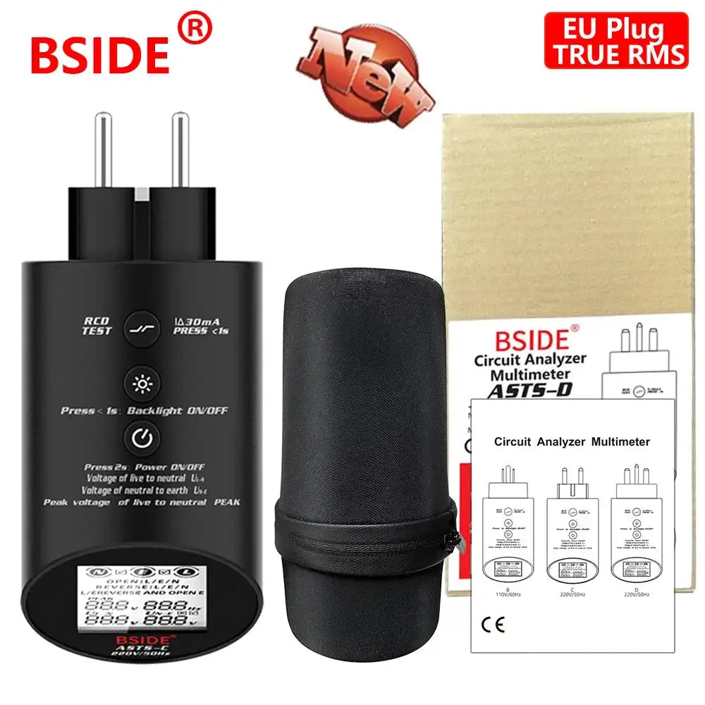 BSIDE ASTS Circuit Analyzer Socket Tester GFCI RCD EU US UK ASTS EU Plug / CHINA