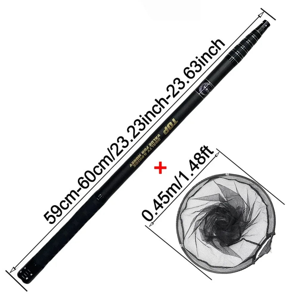 MBLN Ultralight Carbon Fiber Telescopic Fishing Landing Net, 328cm Total 328cm
