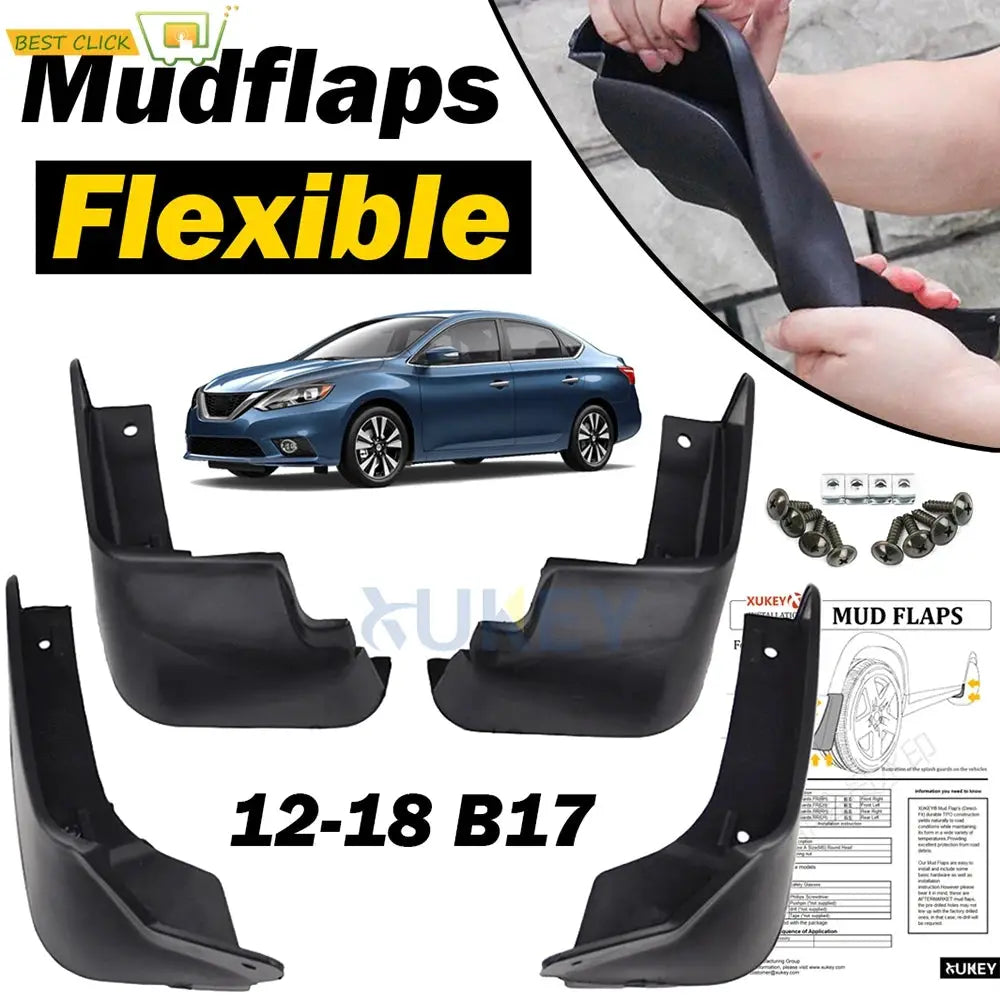 4X For Nissan Sentra Pulsar Sylphy B17 2013 - 2018 Front Rear Mudguards Mud Flaps Splash Guards Fender 2014 2015 2016 2017 by InterCyprus Trading Ltd