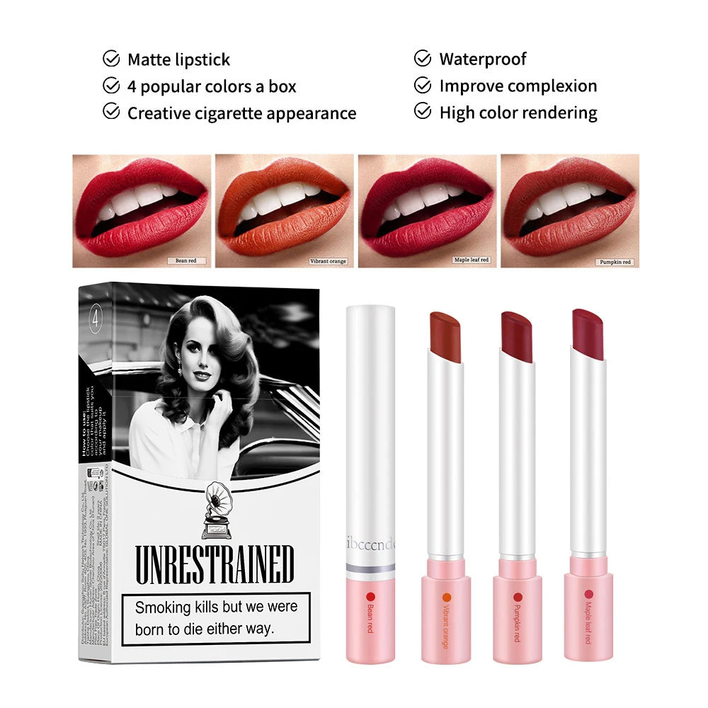 Velvet Matte Waterproof Cigarette Lip Gloss Set