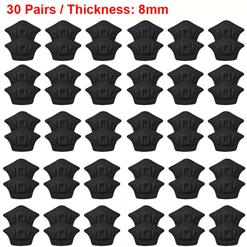 Insoles Patch Heel Pads &ndash; Comfortable Memory Foam Cushion 30pairs-Black-8mm / One size