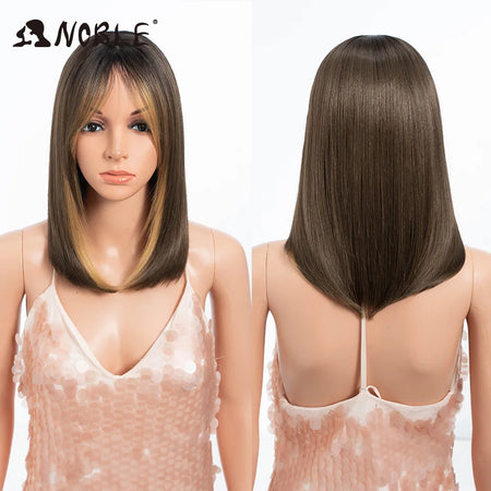 Noble Bob Wig - Silky Straight 16 Inch Synthetic Wig with Bangs for Cosplay and Daily Wear TTHL4-10A-26F / CHINA / 16inches