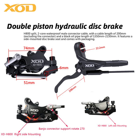 XOD Hydraulic Disc Brake XD-H800 XD-H880 &ndash; Waterproof Power Cut Off For Electric Scooters And E Bikes