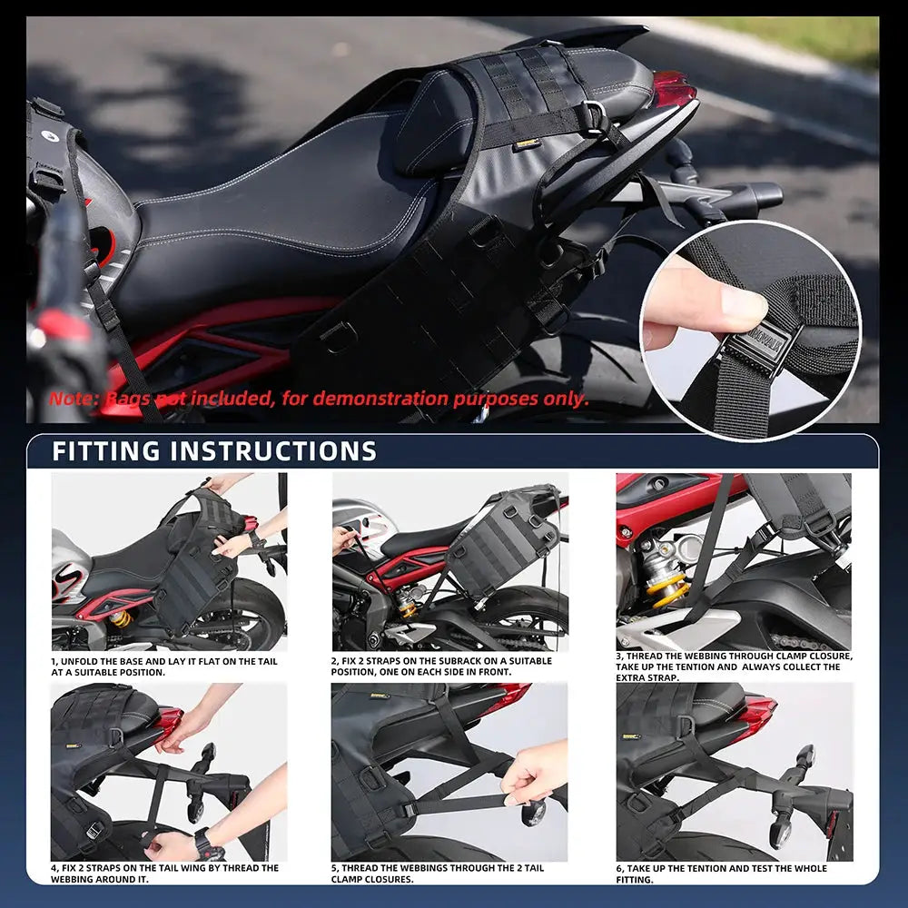 Rhinowalk Motorcycle Saddle Bag Base Tail Side Bag Mount Rack Pad Installation For Universal Motors Back Seat Luggage Accessory by InterCyprus Trading Ltd