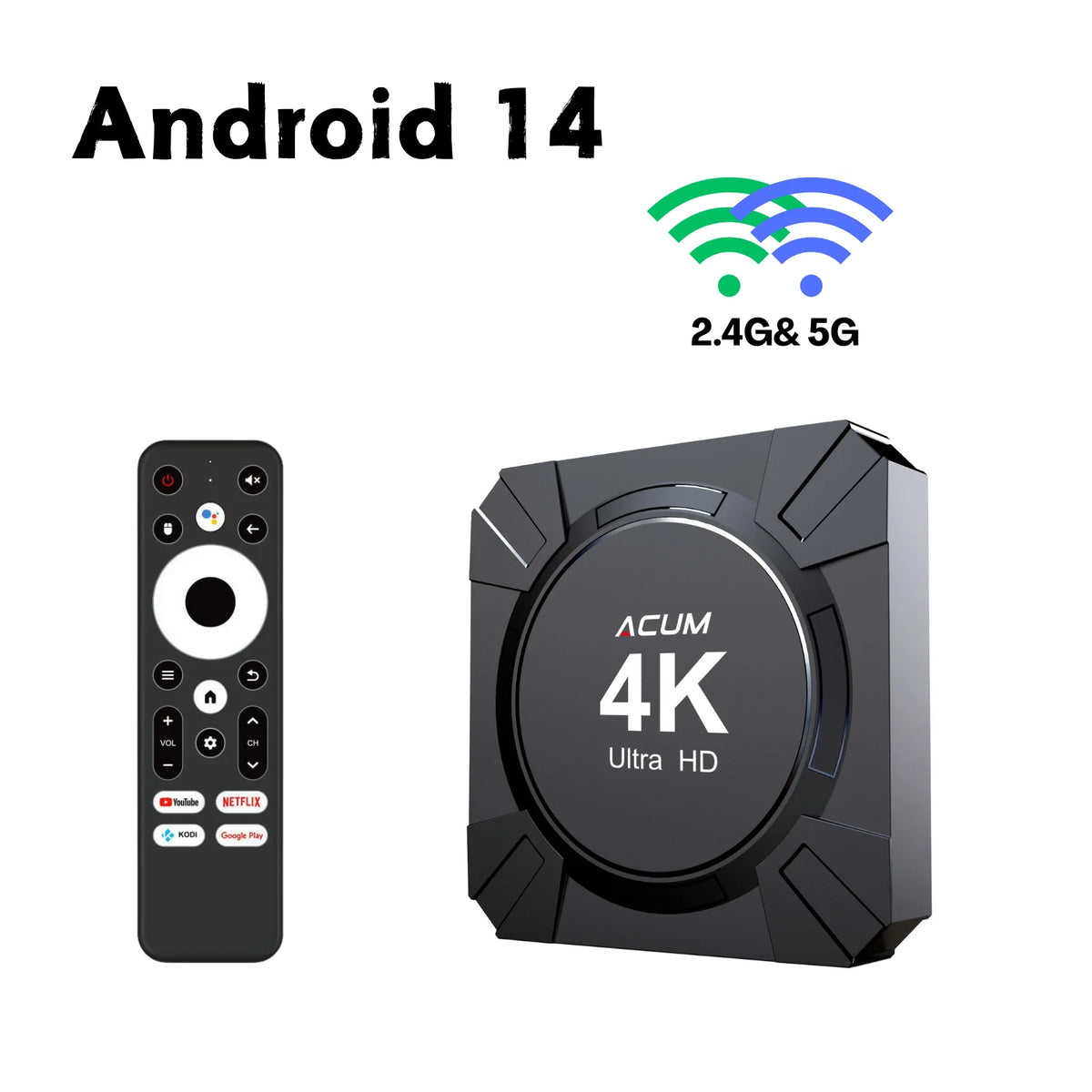 Android 14 TV Box Allwinner H313 4K Player &ndash; Voice Remote UK Plug / CHINA