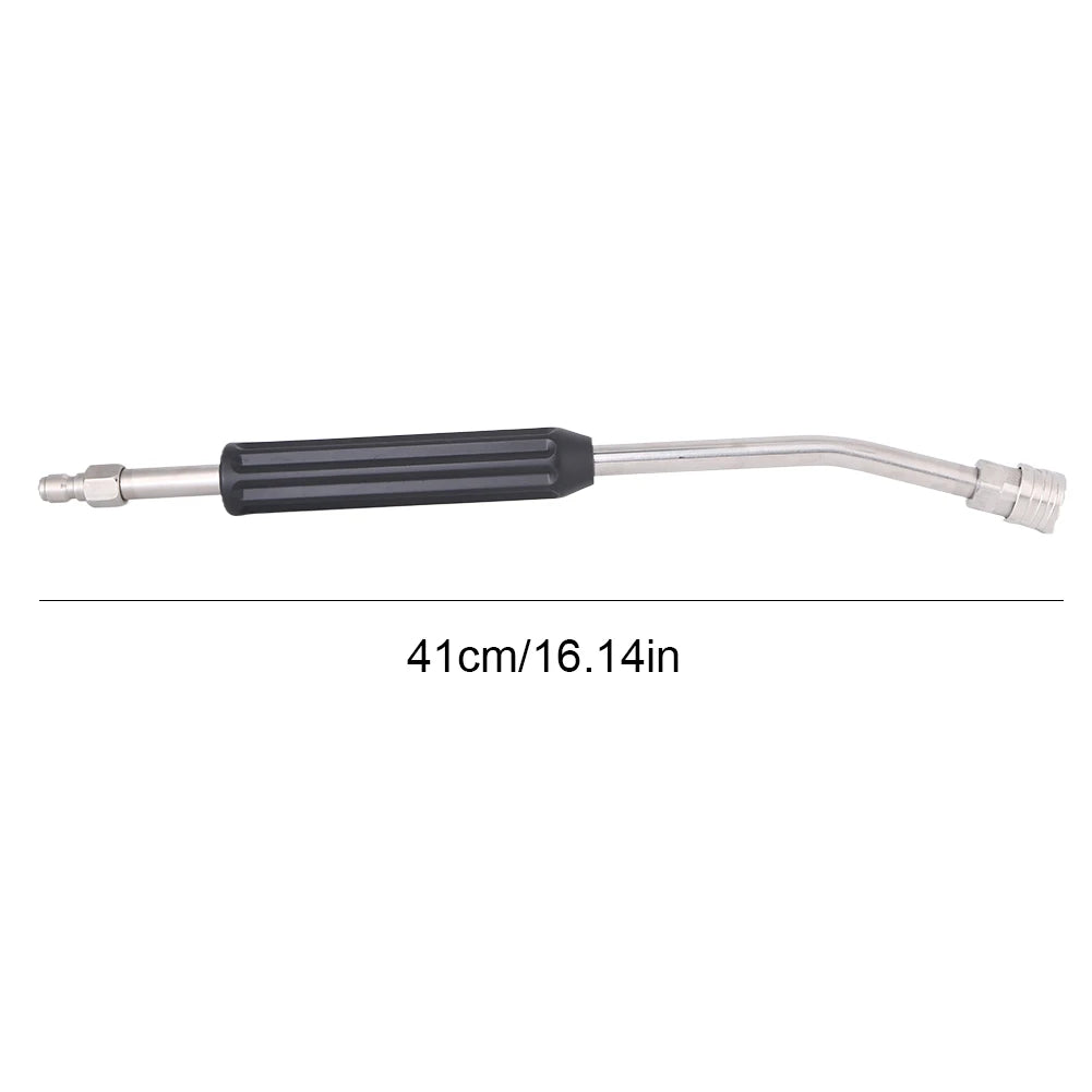 High-Pressure Car Wash Gun Extension Rod - Stainless Steel Jet Washer Lance Black 41cm