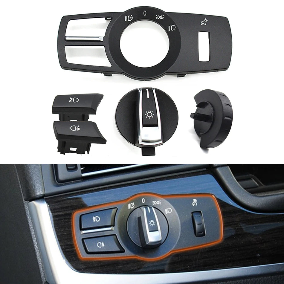 Headlight Switch Button Light Control Panel for BMW X3 X4 and 5 Series 6 Series 7 Series PC ABS Chrome Coating