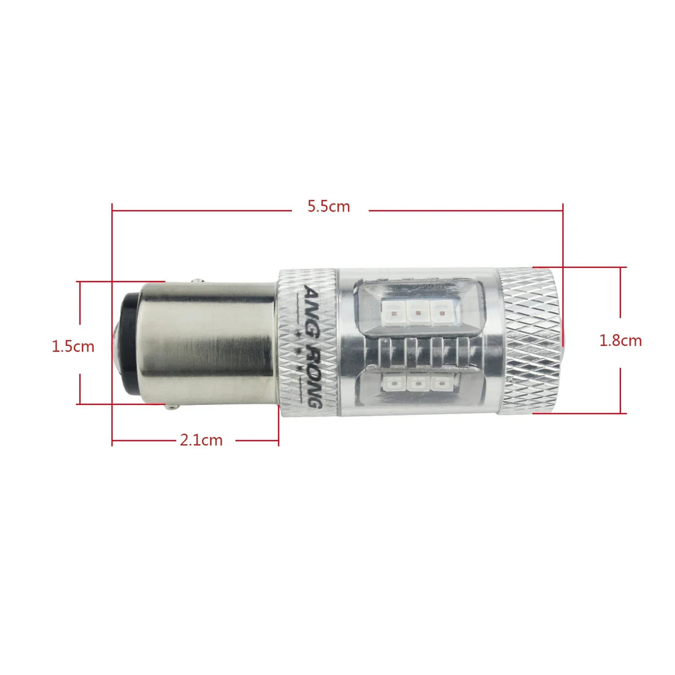 Angrong 2x BAZ15d 7225 ampoules LED pour lumière de frein arrière rouge