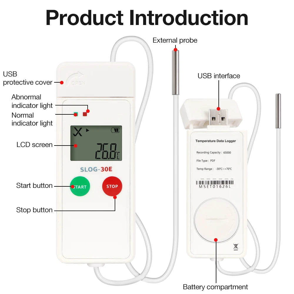 2025 USB Temperature Data Logger 65000 Points &ndash; NTC Sensor