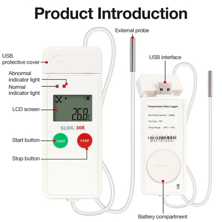 2025 USB Temperature Data Logger 65000 Points &ndash; NTC Sensor