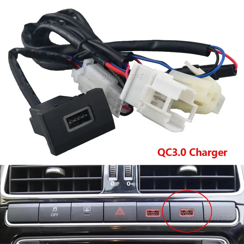 Car Dual Charger QC3.0 USB Interface Socket with Cable Phone Fast Charging Adapter Quick Charge Type C PD for VW Polo 2011-2013 by InterCyprus Trading Ltd