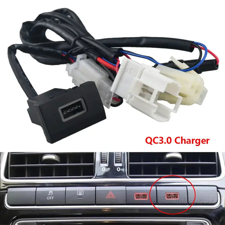 Car Dual Charger QC3.0 USB Interface Socket with Cable Phone Fast Charging Adapter Quick Charge Type C PD for VW Polo 2011-2013 by InterCyprus Trading Ltd