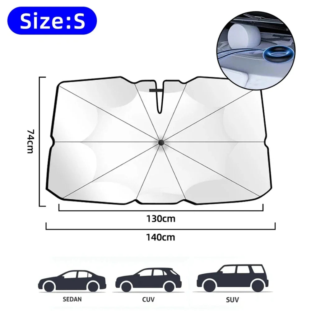 2024 Premium Car Windshield Sun Shade Umbrella for Ultimate UV Protection and Heat Control Pull Ring S