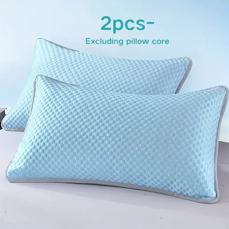 Cooling Pillowcase Covers &ndash; Soft Breathable Ice Silk For Summer Comfort Blue-1Pair / 48x74cm